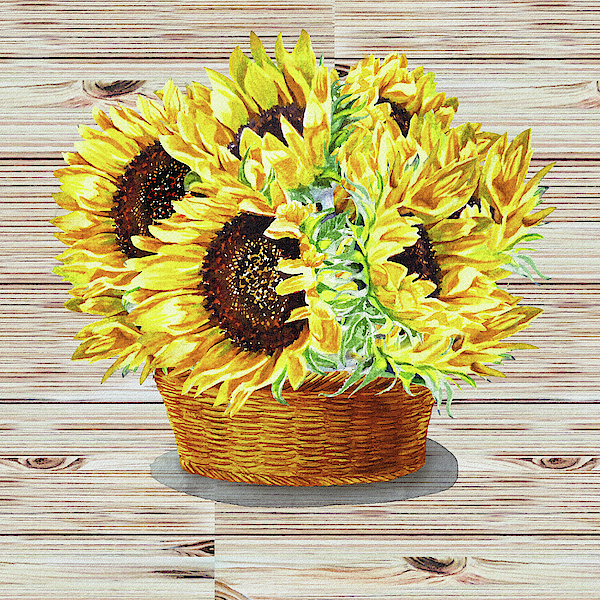 Irina Sztukowski - Farmers Market Basket With Sunflowers 