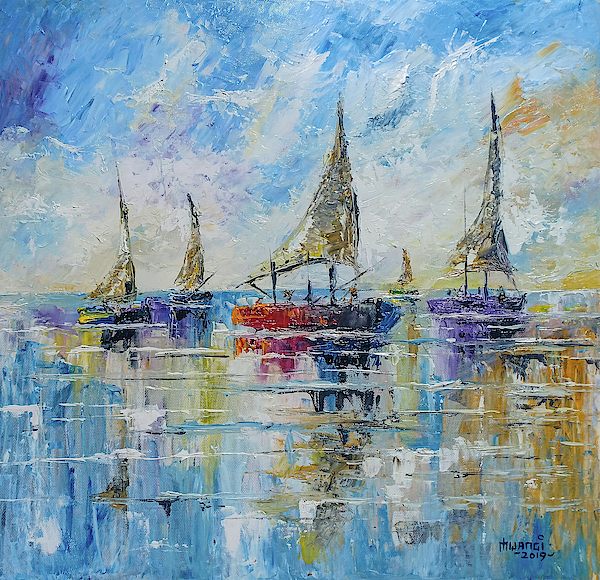 Five Boats Painting