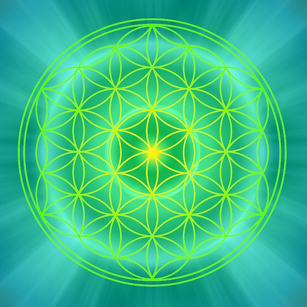 Flower Of Life Mandala - Green Digital Art