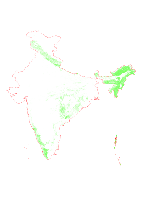 Forest cover map of India Greeting Card by Grasshopper Geography