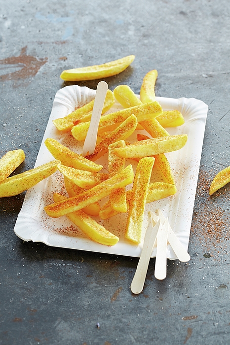 French Fries With Flavoured Salt On A Paper Plate Yoga Mat by