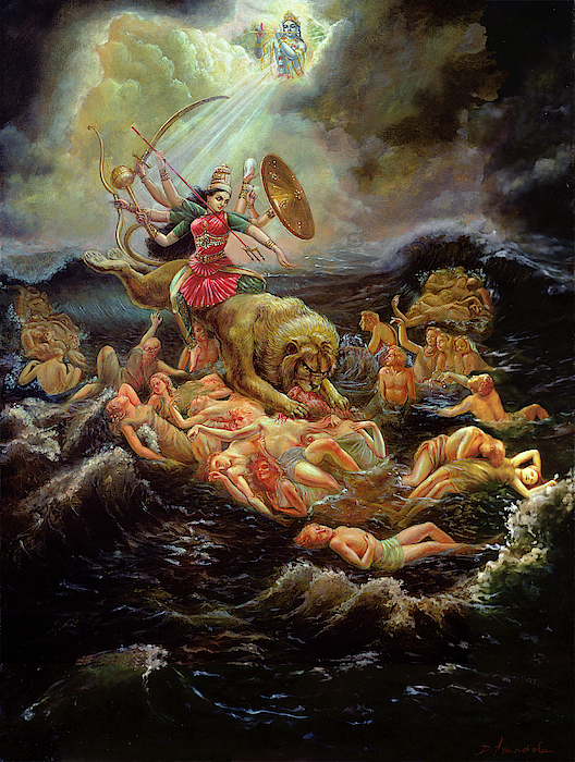 Goddess Durga In the Ocean Of Lust Greeting Card by Dominique Amendola