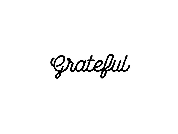 Grateful - Modern, Minimal Typographic Print - Black And White - Gratitude Poster Mixed Media