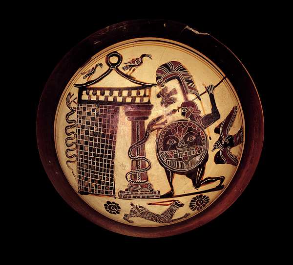 Greek Art: Laconian Cup With Black Figures Representing Cadmos Fighting ...