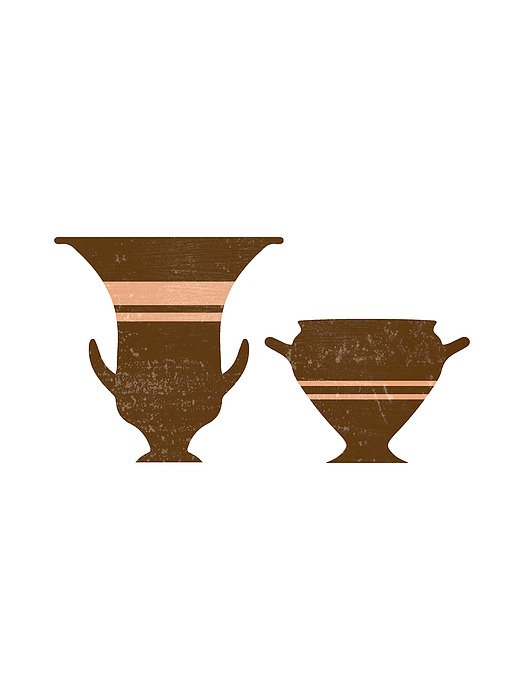 Greek Pottery 36 - Bell Krater - Terracotta Series - Modern, Contemporary, Minimal Abstract - Auburn Mixed Media