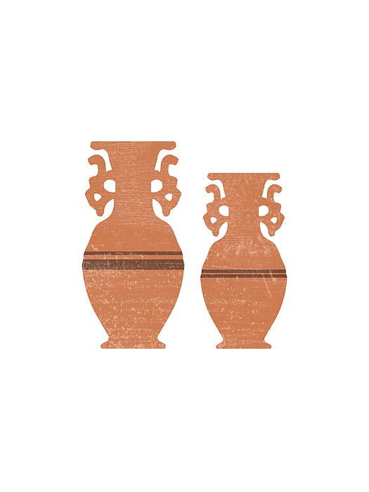 Greek Pottery 37 - Amphorae - Terracotta Series - Modern, Contemporary, Minimal Abstract - Sienna Mixed Media