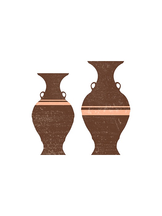 Greek Pottery 38 - Hydria - Terracotta Series - Modern, Contemporary, Minimal Abstract - Auburn Mixed Media