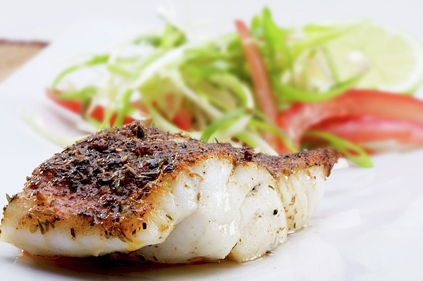 Grilled Cajun-style Fish Fillet With A Salad Shower Curtain