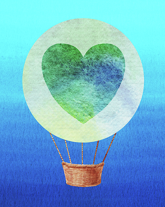 Irina Sztukowski - Happy Heart Hot Air Balloon Watercolor III