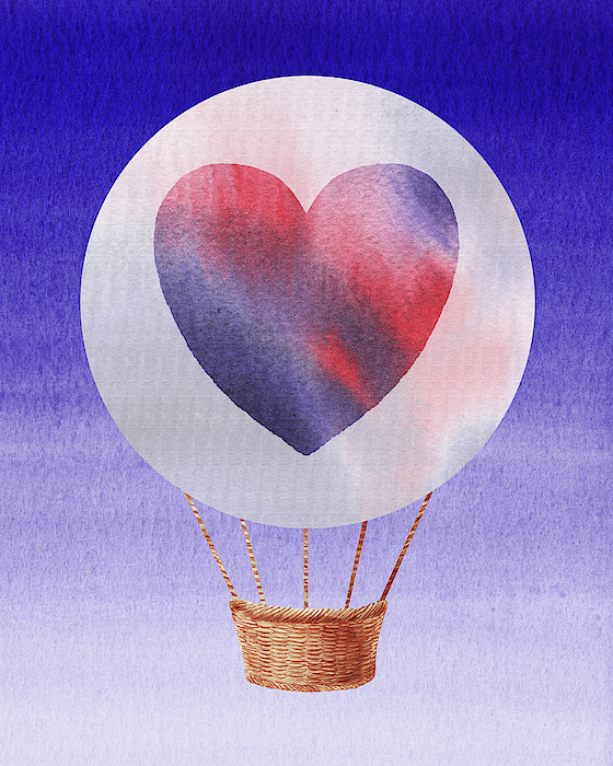 Irina Sztukowski - Happy Heart Hot Air Balloon Watercolor IV