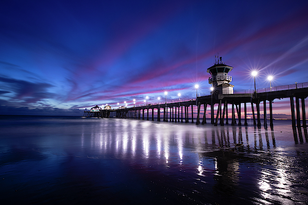 Santa Monica Pier at Night Tote Bag