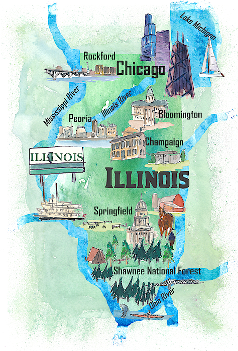 USA Ohio State Illustrated Travel Poster Map with Touristic Highlights Coffee  Mug by M Bleichner - Pixels