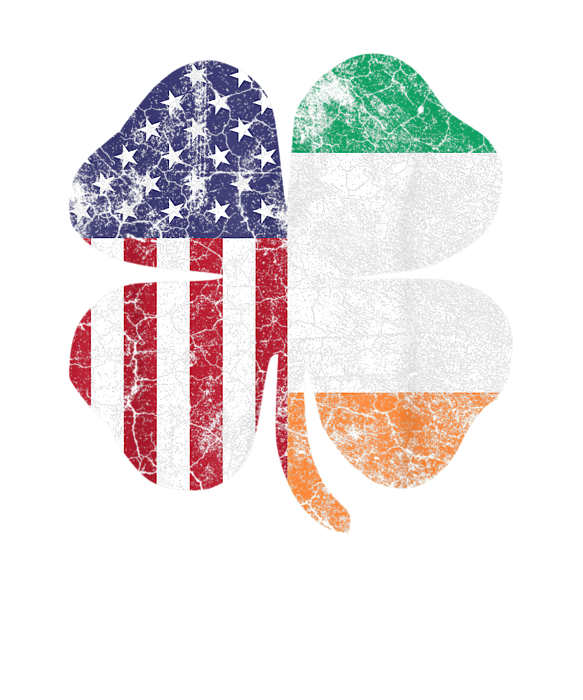 Irish American Flag Ireland Shamrock St Patricks Day T Shirt Adult Pull