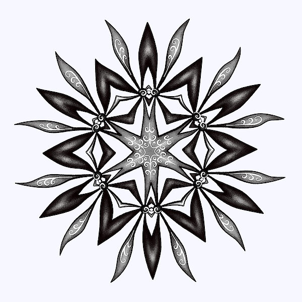 Kaleidoscopic Flower Art In Black And White Digital Art