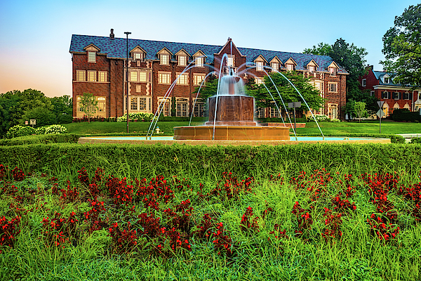 Kansas University Chi Omega Sorority Fountain at Sunrise