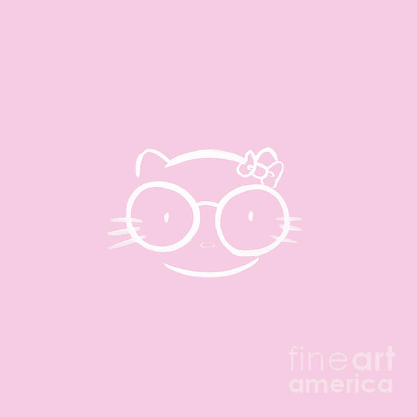 Illustration of a kawaii nerd hello kitty in hot pink Yoga Mat by