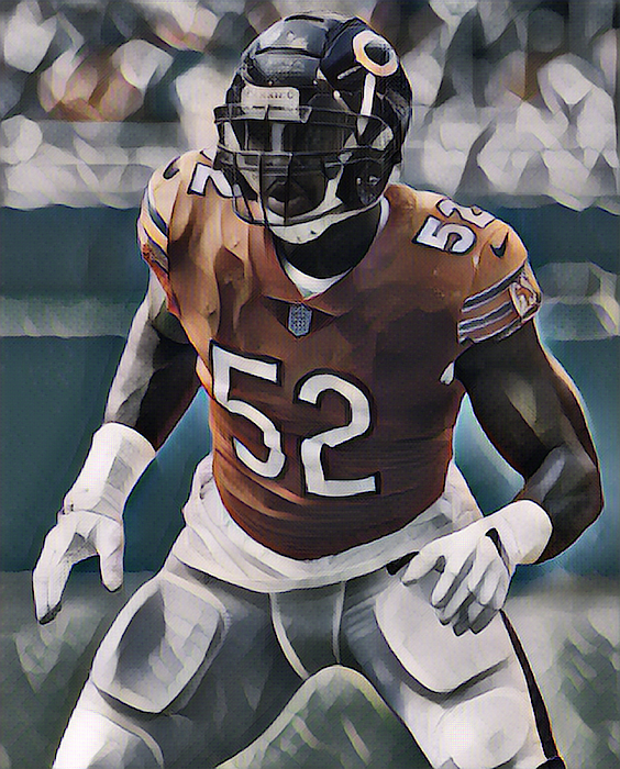 Khalil Mack CHICAGO BEARS PIXEL ART 1 Art Print by Joe Hamilton - Pixels