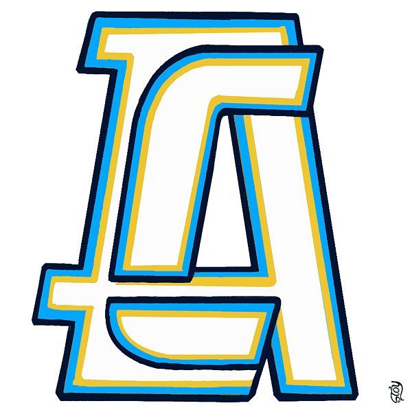 LA Chargers Bolt White Logo With Blue Background T-Shirt by Stoy Greenwood  - Pixels