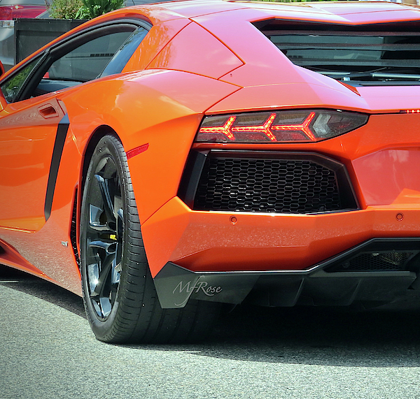 Lamborghini, Tail lights Orange Greeting Card by Maureen Rose