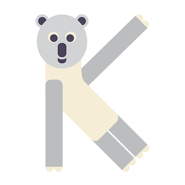 Letter K - Animal Alphabet - Koala Monogram Sticker by Jen Montgomery -  Pixels