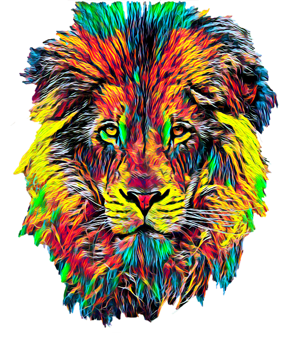 Lion Face Head Portrait Great Boss King Mature Colored Design