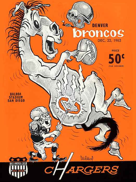 1960 DENVER BRONCOS vs LOS ANGELES CHARGERS FRAMED COLOR PROGRAM