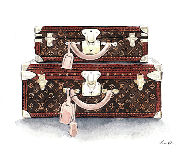 Louis Vuitton Trunks in Monogram Face Mask for Sale by Laura Row