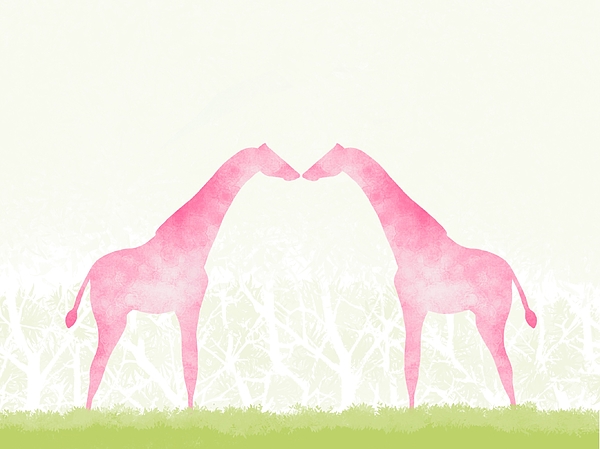 giraffes kissing silhouette