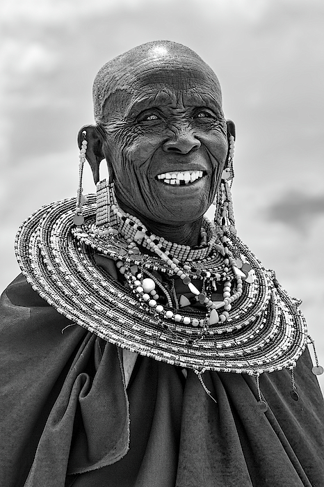 Kay Brewer - Maasai Woman in Black and White