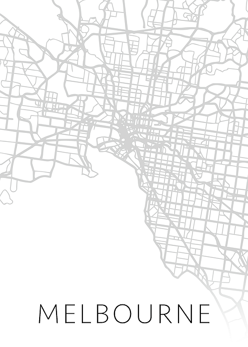 Melbourne Australia City Map Black and White Street Series Jigsaw ...