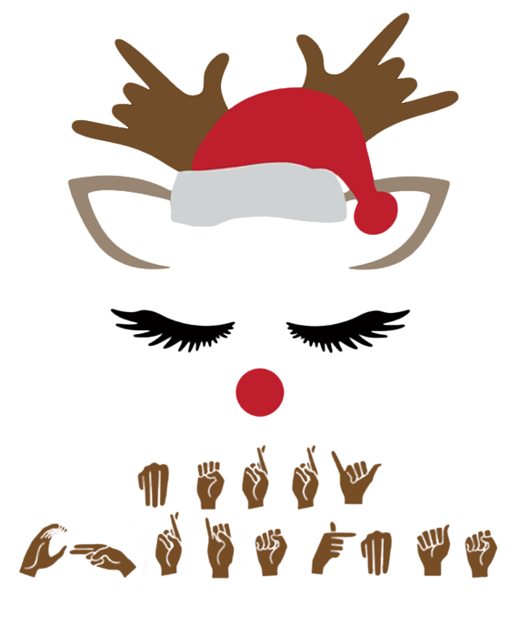 Cute Reindeer Merry Christmas Sign Language T-Shirt