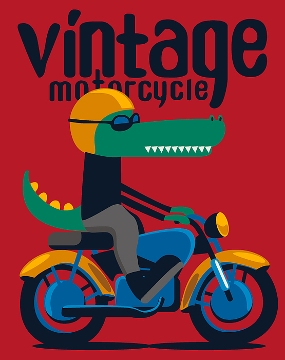 Download Motorcycle, Rider, Crocodile Vector Greeting Card for Sale ...