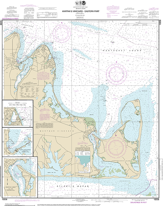 Nautical Chart-13238 Marthas Vineyard Eastern Part, Oak Bluffs Harbor ...