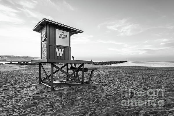 Paul Velgos - Newport Beach Wedge Lifeguard Tower W Black and White Photo