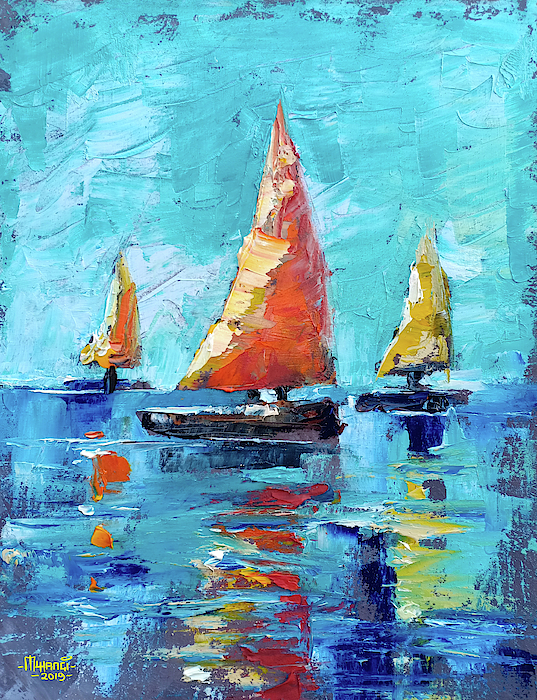 One Two Three Boats Painting