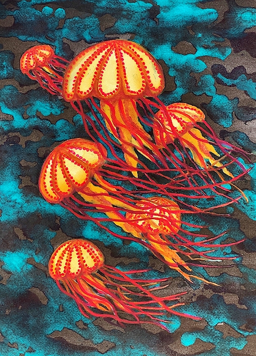 Orange Jellyfish Tote Shopping Bag For Life 