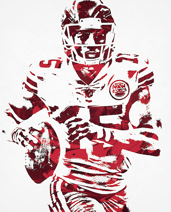 Patrick Mahomes Kansas City Chiefs Water Color Pixel Art 30