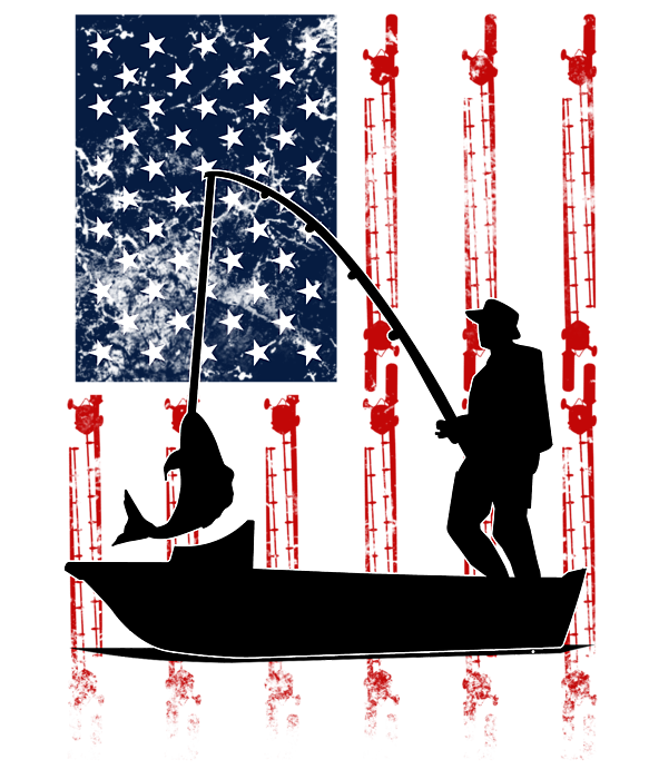 Patriotic Man Fishing American Flag Bass Vintage T-Shirt by Sassy Lassy -  Fine Art America