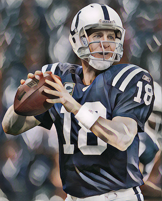 Peyton Manning Indianapolis Colts Pixel Art 2 Mixed Media by Joe