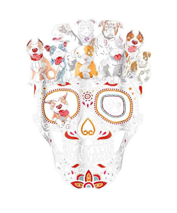 Pitbull Mom Sugar Skull Shirt- Funny Gothic Dog Mom Dad ...