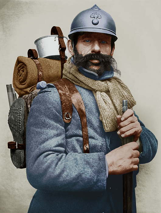 Portrait Of A French Soldier Dressed With His Sky Blue Military Uniform ...