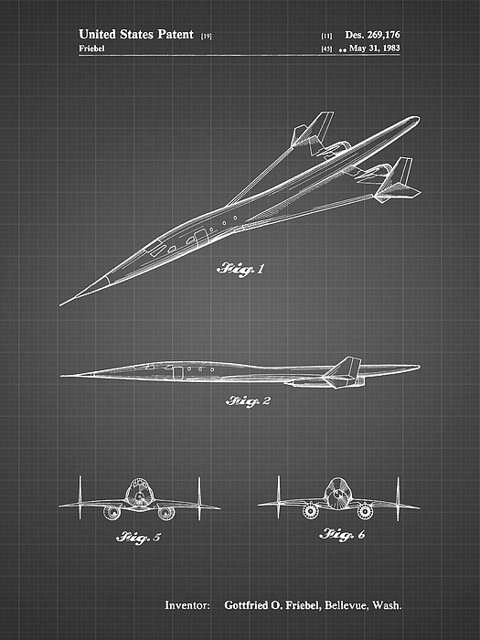 Pp983-blueprint Paper Airplane Patent Poster Greeting Card by Cole Borders