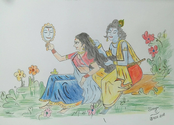 radha Krishna drawing Images • art with sunaina (@1249090640) on ShareChat