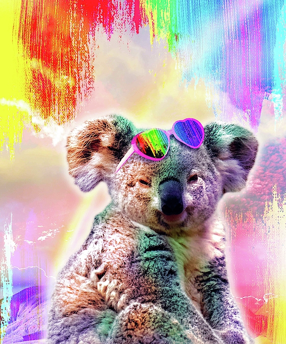 Rainbow Koala Wearing Love Heart Glasses Shower Curtain by Random Galaxy -  Fine Art America