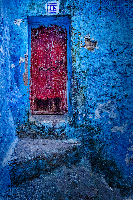 Stuart Litoff - Red Door in a Blue Wall - Morocco