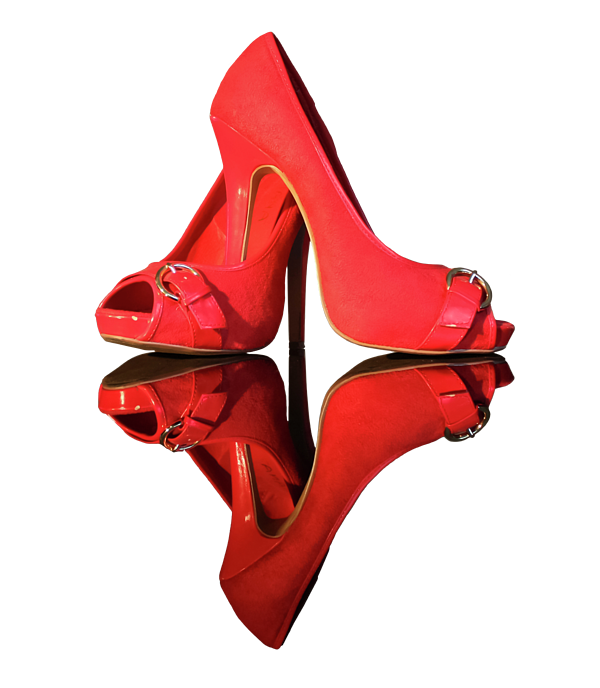 Premium Photo  Red women's shoes with high heels on a dark background