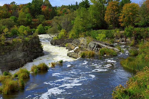 Autumn landscape with yellow trees at the riverside Weekender Tote