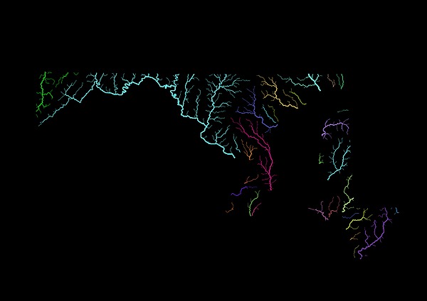 River Basins Of Maryland In Rainbow Colours Digital Art