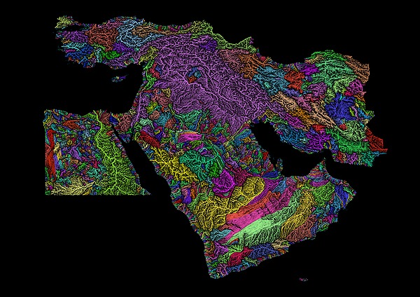 River Basins Of The Middle East In Rainbow Colours Digital Art