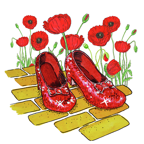 Ruby Slippers Poppies Wizard Of Oz Tote Bag for Sale by Irina Sztukowski